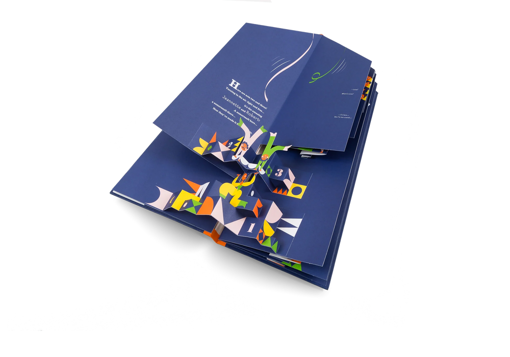 Page open depicting balancing acobats in 3D
