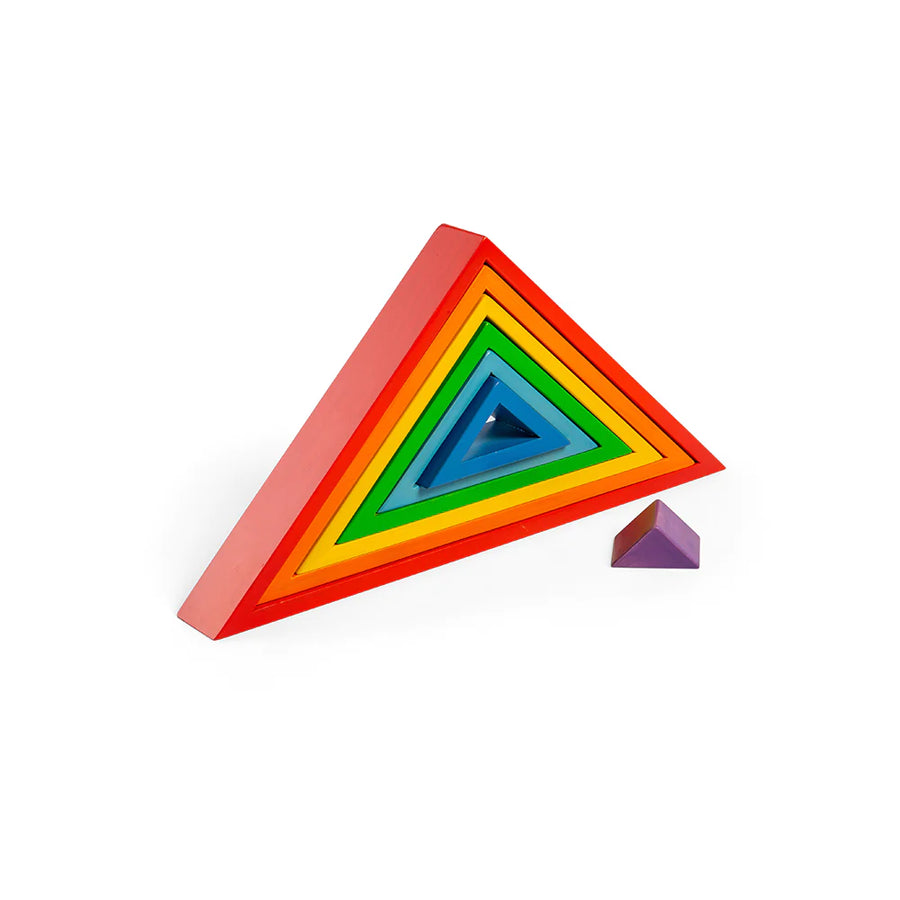 Wooden Rainbow Stacking Triangle - Moo Like a Monkey