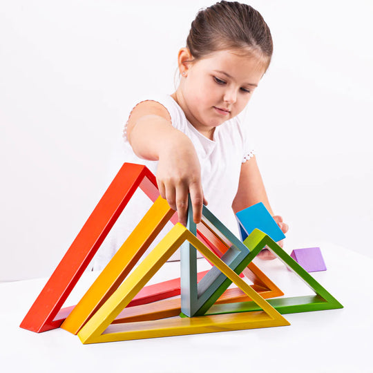Wooden Rainbow Stacking Triangle
