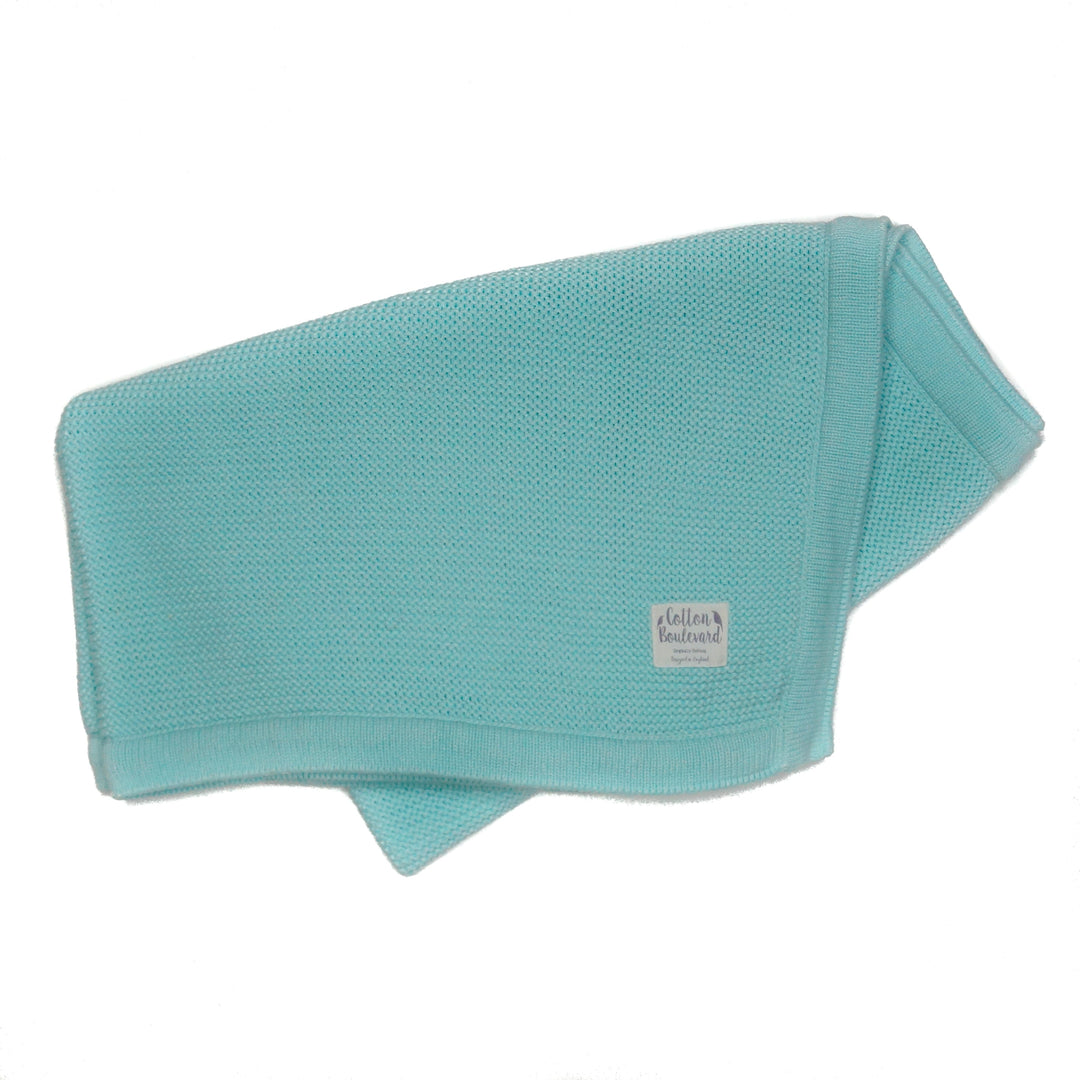 Aqua Organic Cotton Knitted Baby Blanket