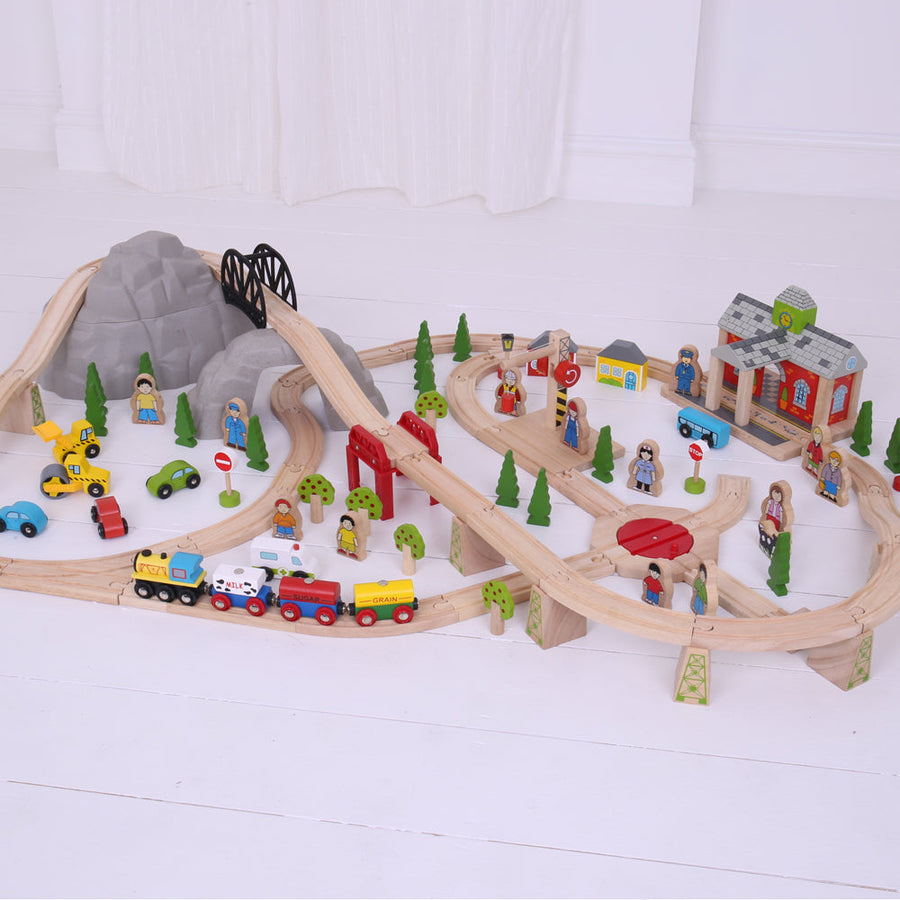 Wooden Train Set | Mountain Railway - Moo Like a Monkey