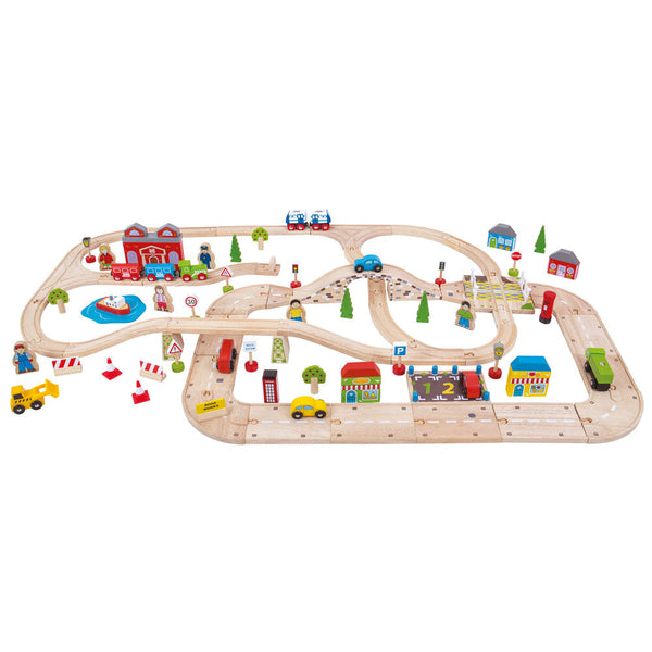 Wooden Train Set | City Road and Railway