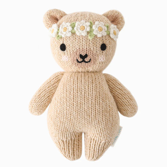 cuddle+kind - Baby Animal Collection - Baby Honey Bear Floral Crown Ivory