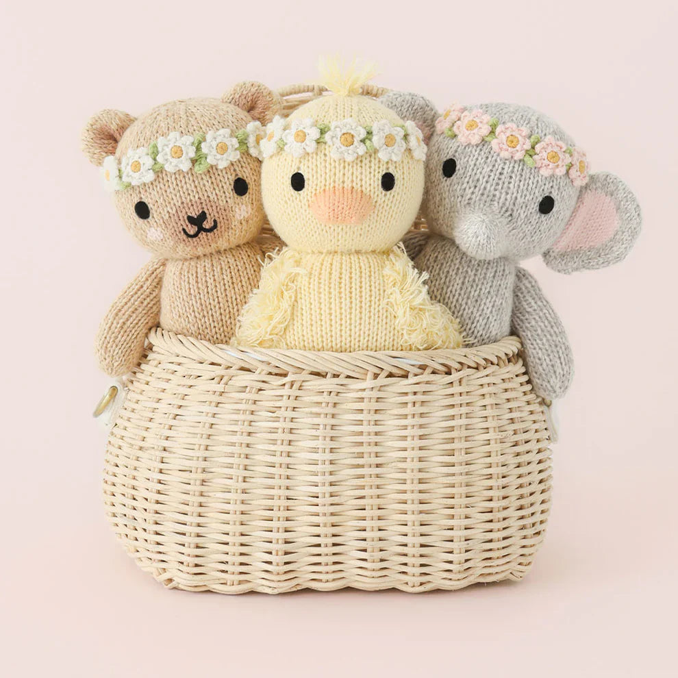 cuddle+kind - Baby Animal Collection - Baby Honey Bear Floral Crown Ivory
