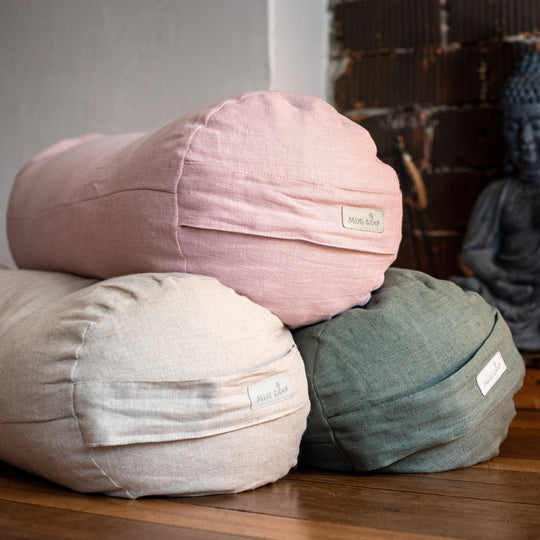 MINICAMP Yoga Bolster Meditation Cushion from 100% Linen in Natural Colour