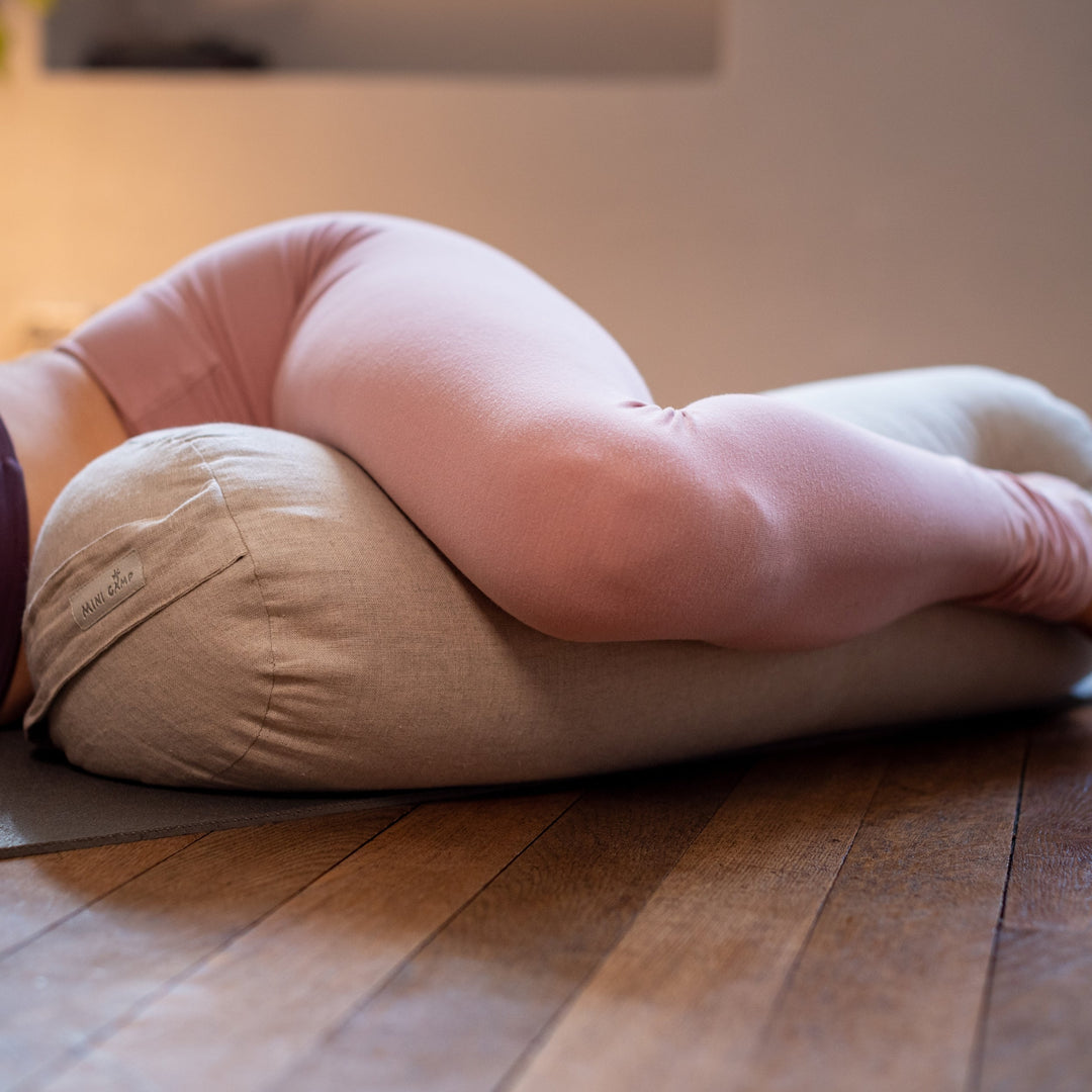 MINICAMP Yoga Bolster Meditation Cushion from 100% Linen in Natural Colour