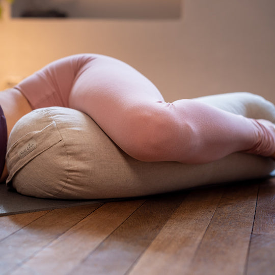 MINICAMP Yoga Bolster Meditation Cushion from 100% Linen in Natural Colour
