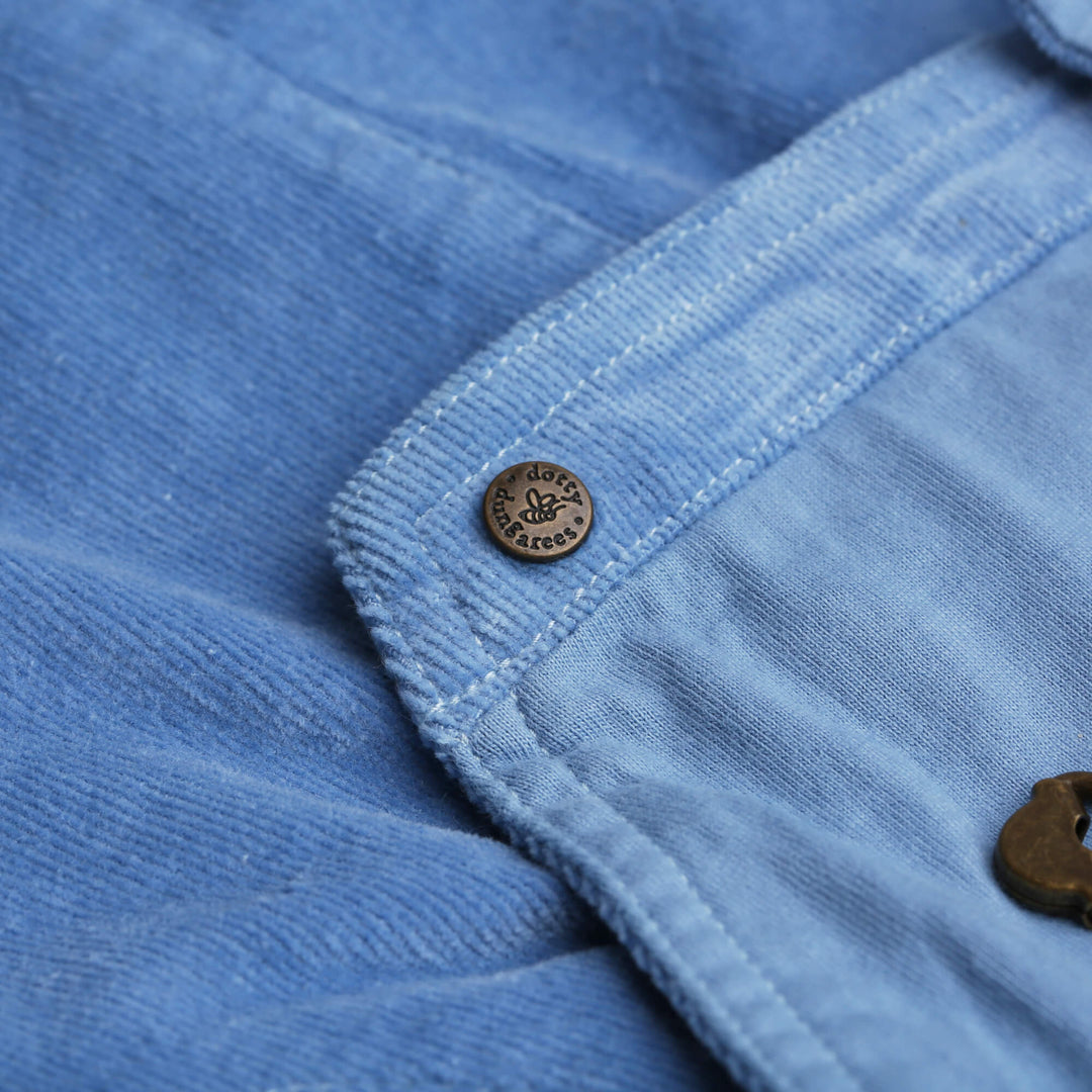 Dotty Dungarees | Corduroy Dress - Forget-Me-Nots