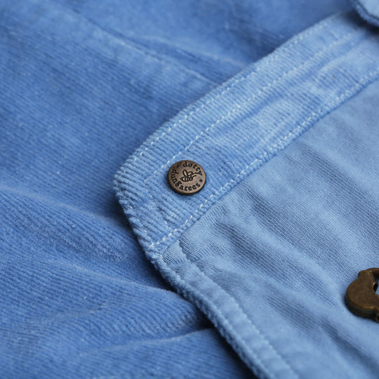 Dotty Dungarees | Corduroy Dress - Forget-Me-Nots
