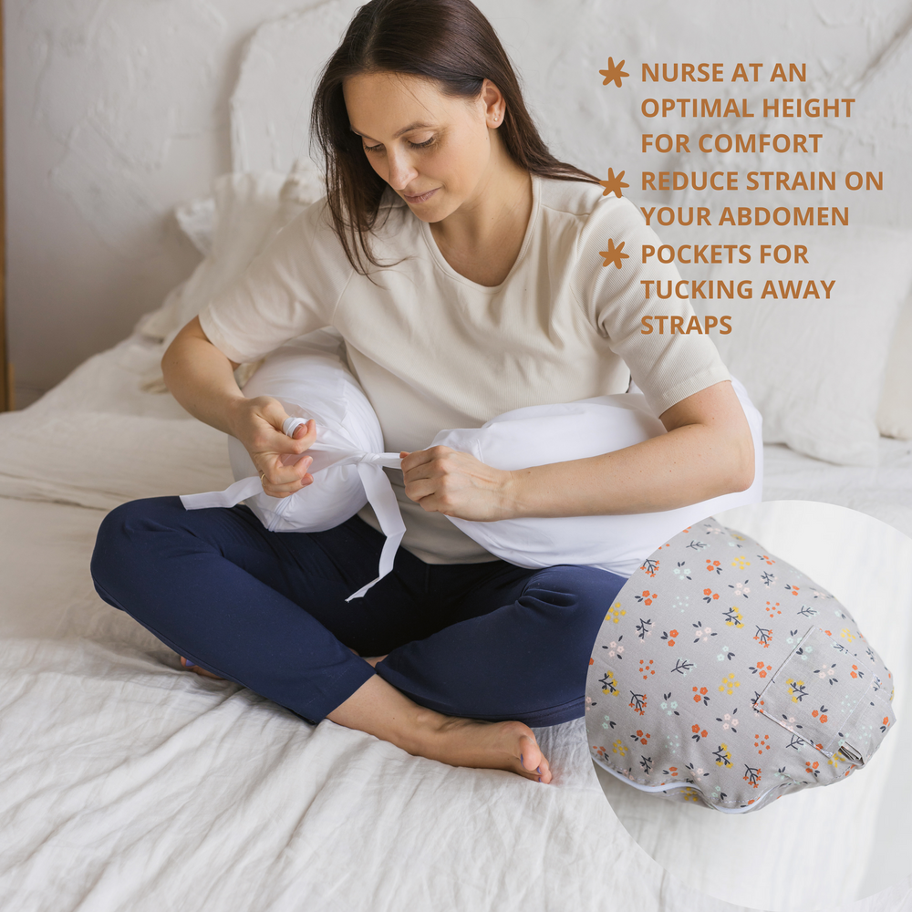 Nursing and Pregnancy Pillow in C-Shape With Organic Cover