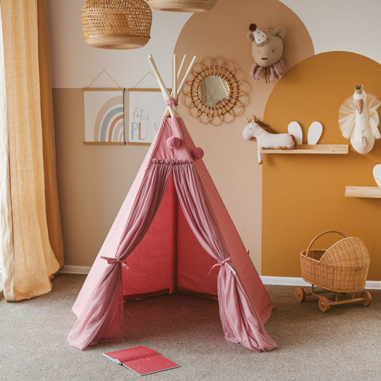 Fairy Teepee Play Tent With Tulle - Rose