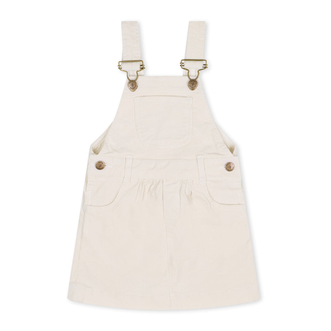 Dotty Dungarees | Corduroy Dress - Custard