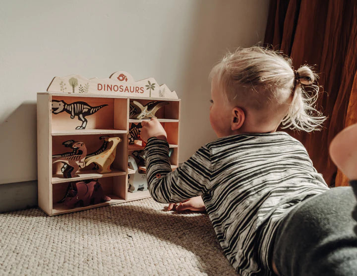 Wooden Shelf With Dinosaurs