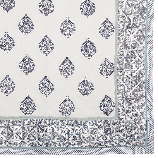 Block Printed Cotton Baby Quilt - Fort Print