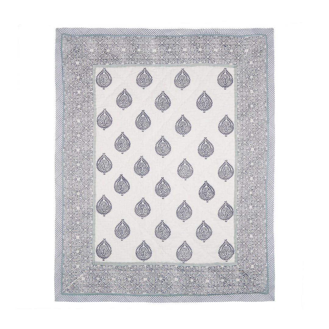 Block Printed Cotton Baby Quilt - Fort Print