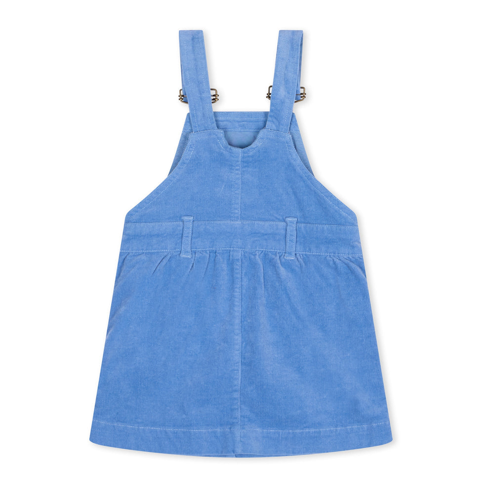 Dotty Dungarees | Corduroy Dress - Forget-Me-Nots