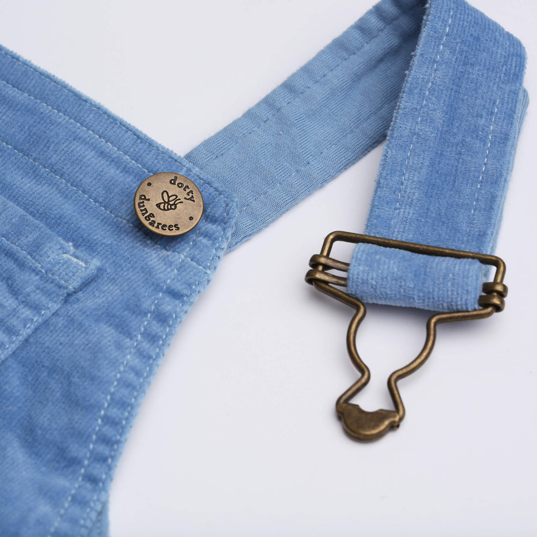 Dotty Dungarees | Corduroy Dress - Forget-Me-Nots