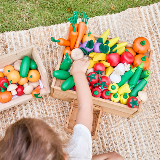 Plan Toys Fresh Produce Set D (Corn on the Cob, Mushrooms & Red Bell Peppers)