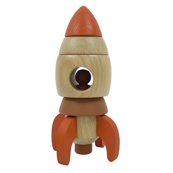 Wooden Stacking Rocket - Moo Like a Monkey