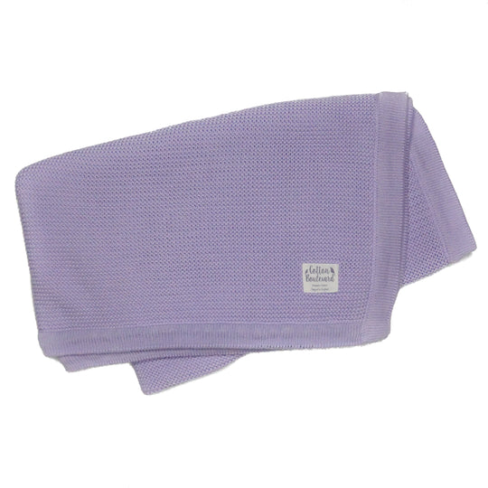 Lavender Organic Cotton Knitted Baby Blanket