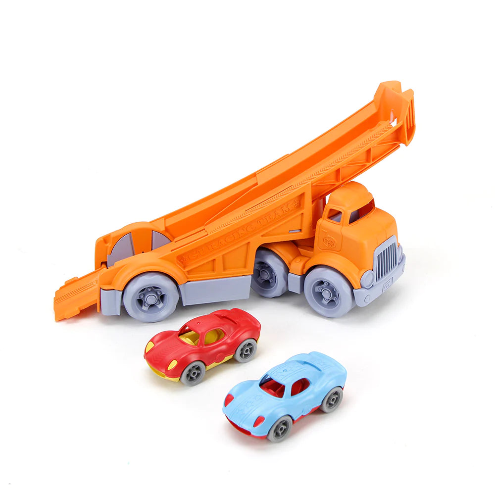 100% Recycled Plastic Racing Truck With 2 Racing Cars - Moo Like a Monkey