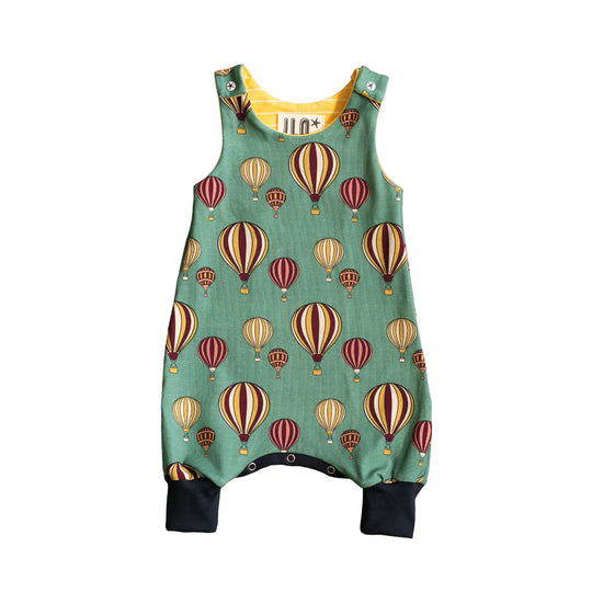 ILO Harem Romper - Hot Air Balloons Green