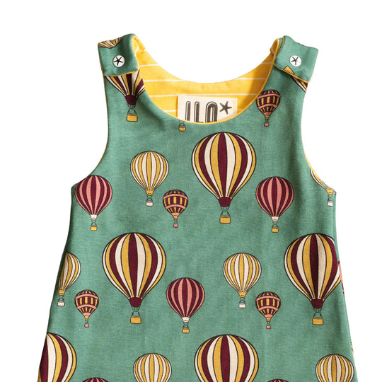 ILO Harem Romper - Hot Air Balloons Green