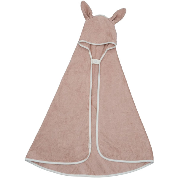 Organic Cotton & Bamboo Hooded Baby Bath Towel | Bunny - Old Rose