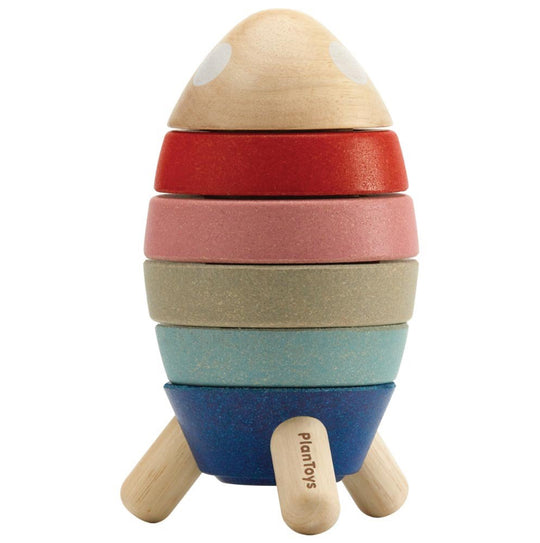 Plan Toys | Stacking Rocket (Muted Colours)