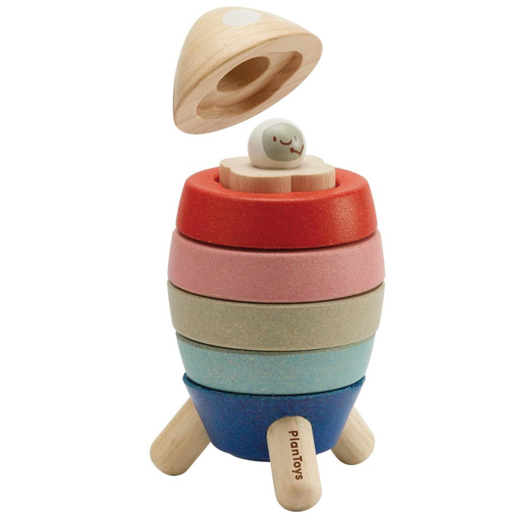 Plan Toys | Stacking Rocket (Muted Colours)