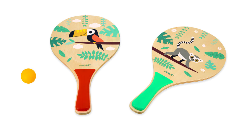 Wooden Rackets And Ball - Tropical