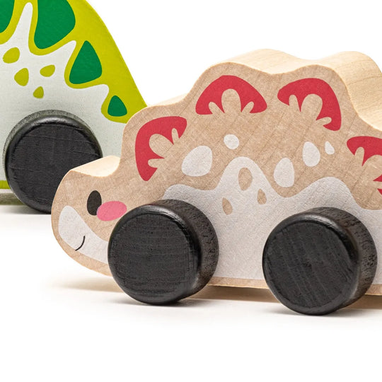 Joyful Wooden Dino Cars