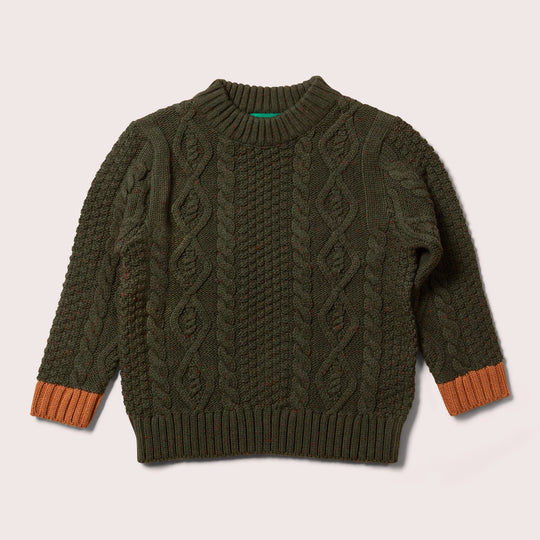 Little Green Radicals | From One To Another - Aran Snuggly Knitted Jumper - Fern