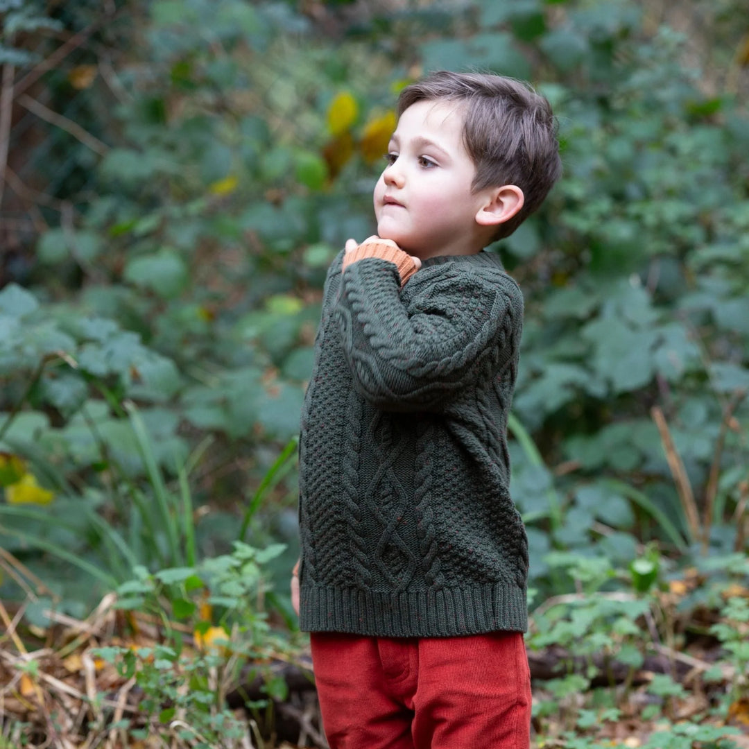 Little Green Radicals | From One To Another - Aran Snuggly Knitted Jumper - Fern