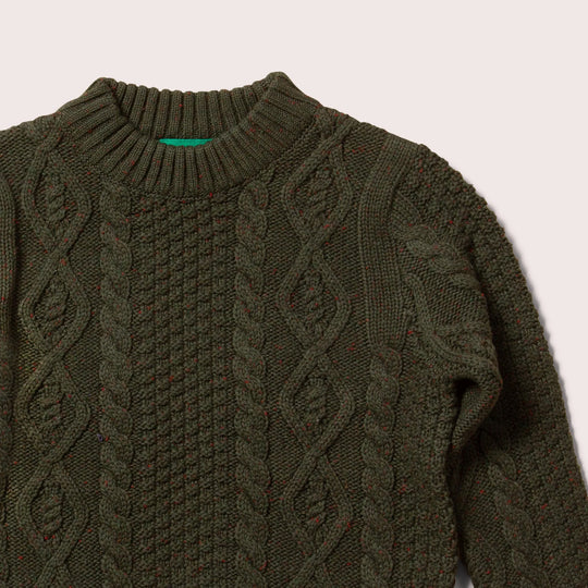 Little Green Radicals | From One To Another - Aran Snuggly Knitted Jumper - Fern