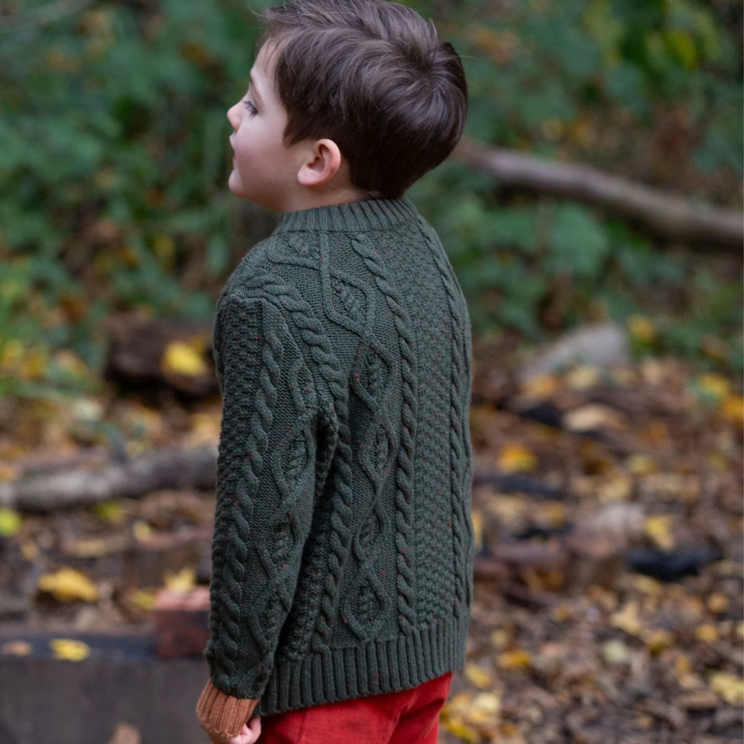 Little Green Radicals | From One To Another - Aran Snuggly Knitted Jumper - Fern