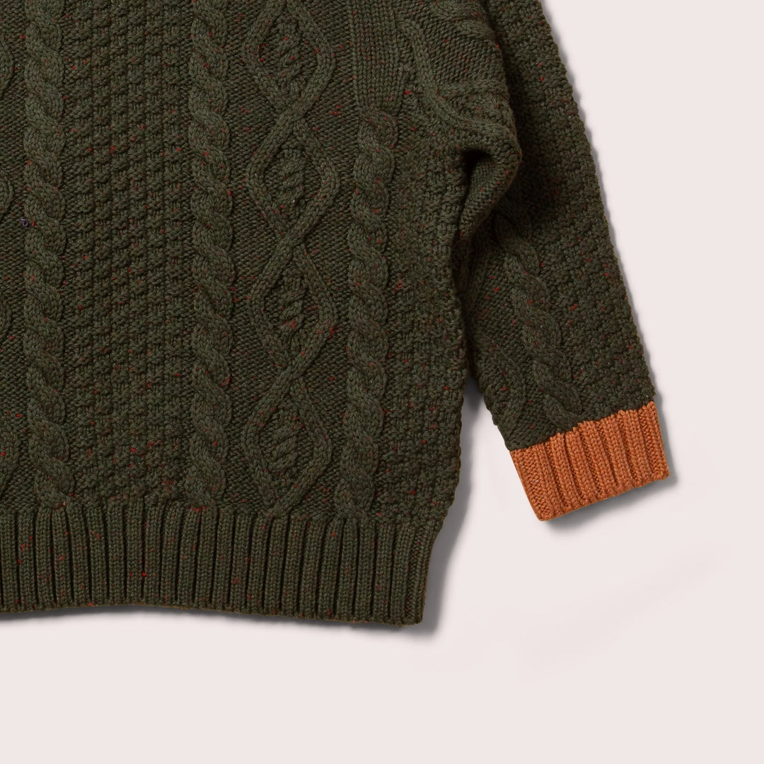 Little Green Radicals | From One To Another - Aran Snuggly Knitted Jumper - Fern