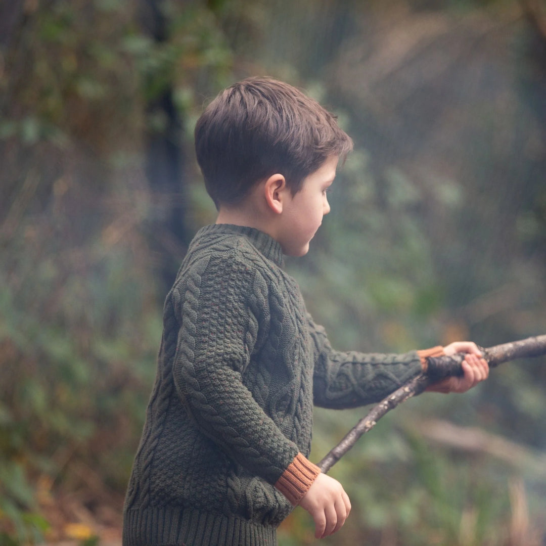 Little Green Radicals | From One To Another - Aran Snuggly Knitted Jumper - Fern