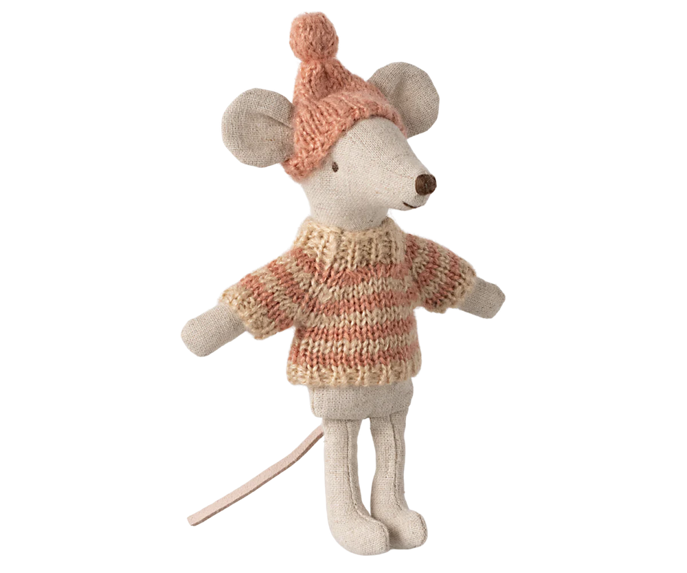 Maileg | Winter Dress-Up For Big Sibling Mouse - Coral