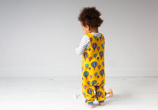 Yellow Hot Air Balloons Organic Romper
