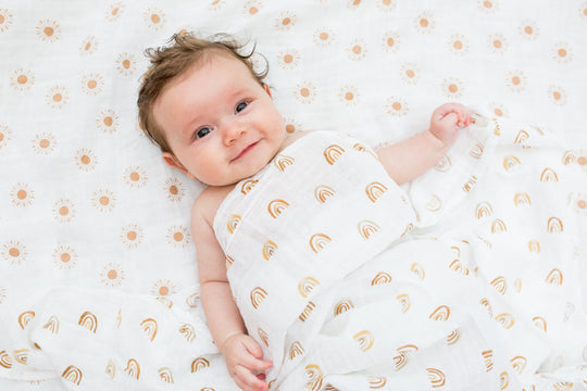 2 Pack Cotton Swaddles - Rainbows / Suns