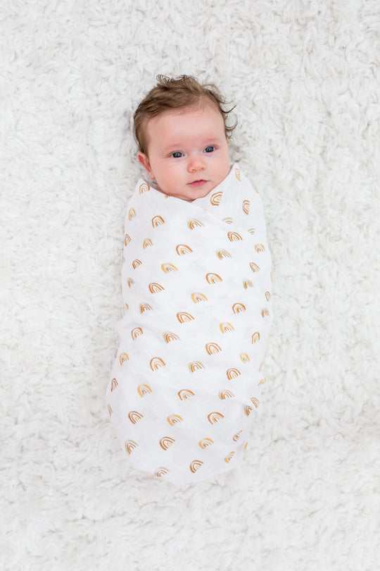 2 Pack Cotton Swaddles - Rainbows / Suns