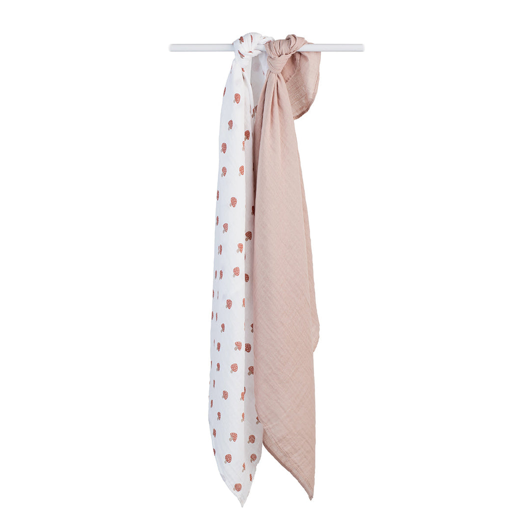 2 Pack Cotton Swaddles - Mushrooms / Sand