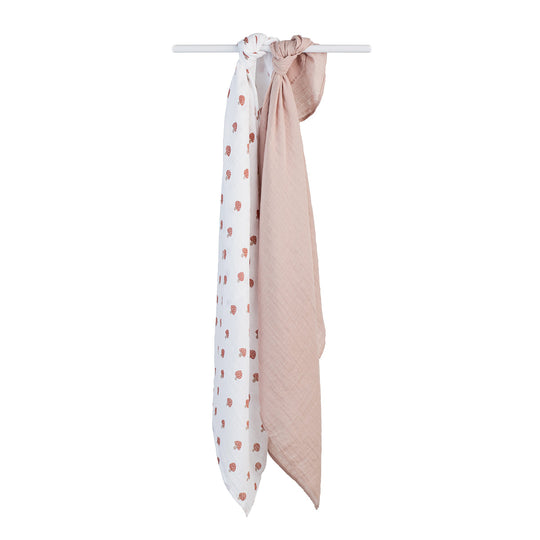 2 Pack Cotton Swaddles - Mushrooms / Sand