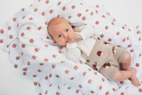 2 Pack Cotton Swaddles - Mushrooms / Sand