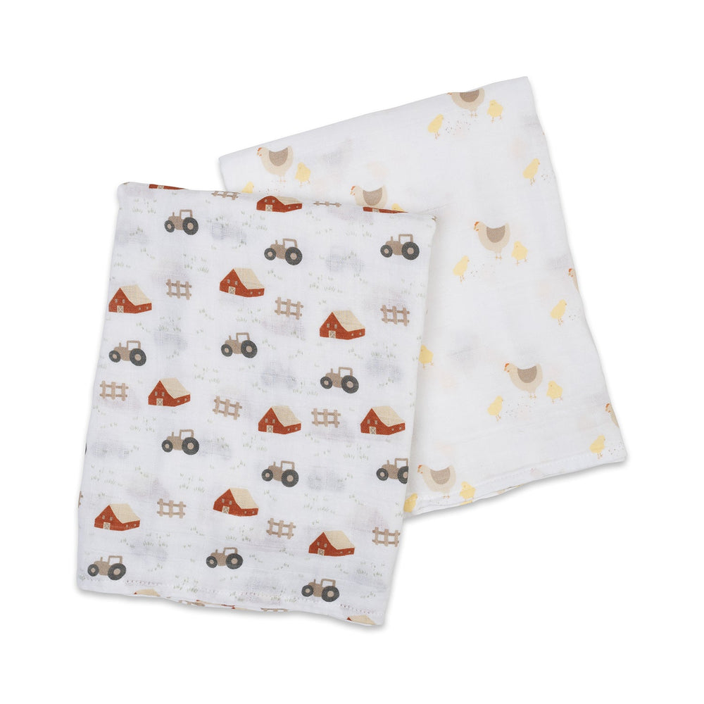 2 Pack Cotton Swaddles - Barnyard / Hens & Chicks