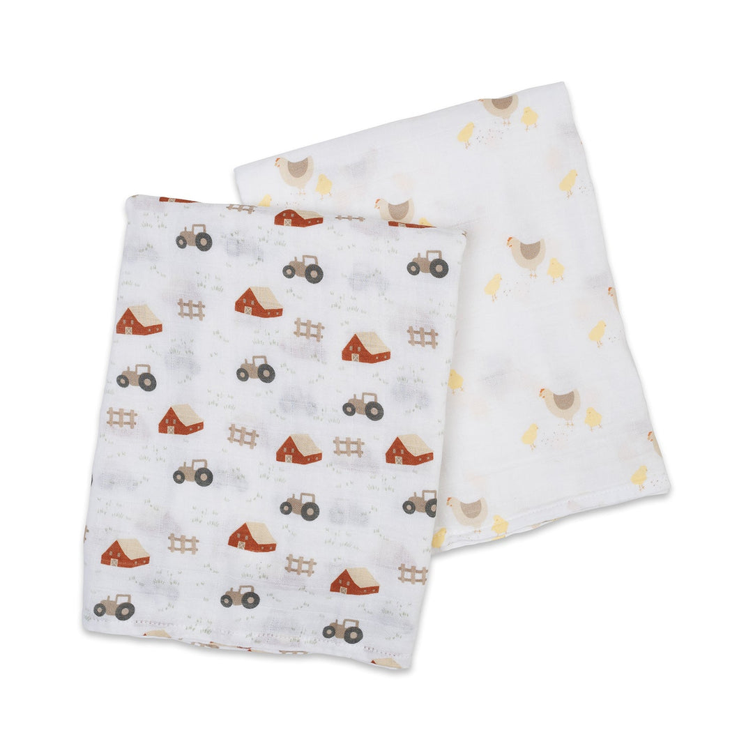 2 Pack Cotton Swaddles - Barnyard / Hens & Chicks