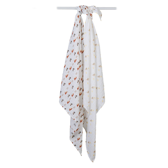 2 Pack Cotton Swaddles - Barnyard / Hens & Chicks