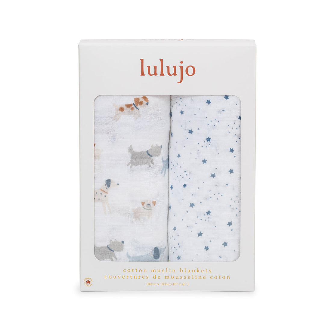 2 Pack Cotton Swaddles - Puppy Dogs / Stars