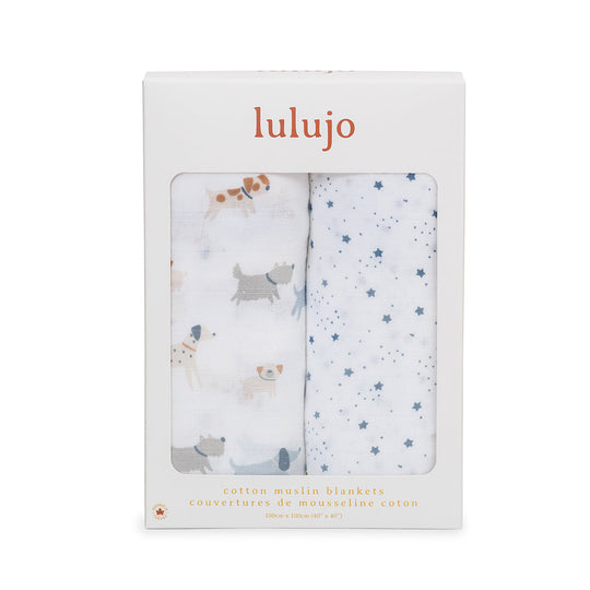2 Pack Cotton Swaddles - Puppy Dogs / Stars